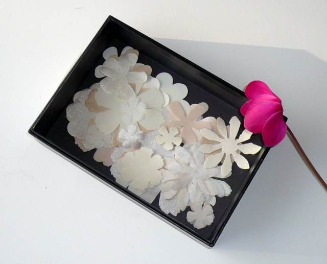off white fabric flowers die cuts